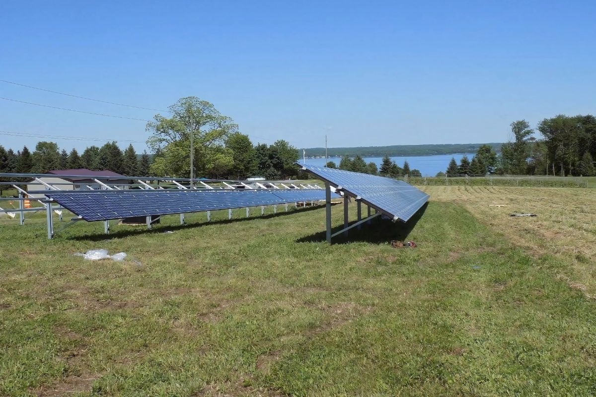 Solar panel installation at Fox Run Vineyard