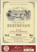 Photo for: CHATEAU BERTHENON BLAYE COTES DE BORDEAUX RED 2012 TRADITION